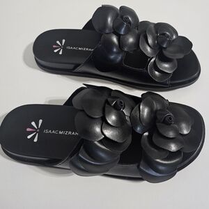 Isaac Mizrahi Black Floral Slide Sandals